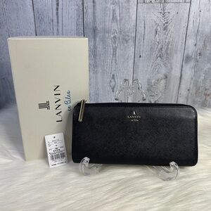 LANVIN continental passport zip wallet in navy blue